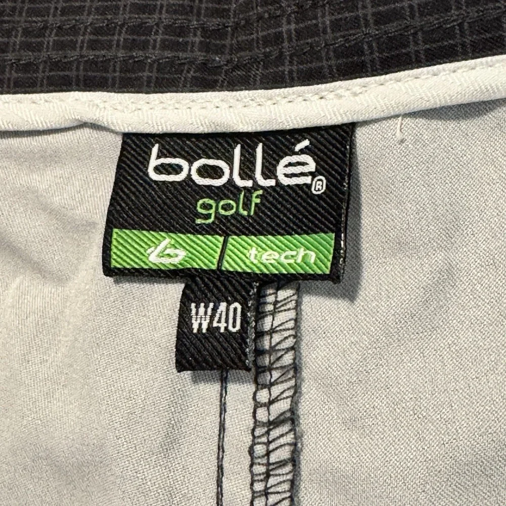 Bolle‎ Golf Tech Shorts Mens 40 Gray Plaid Stretch Bermuda Casual Flat